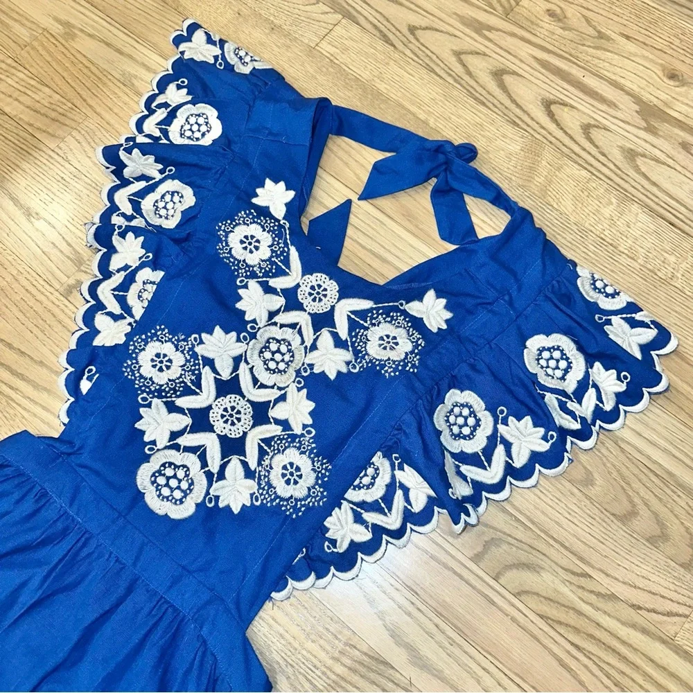 NWT SEA New York Manuela Embroidered Apron Midi Dress - Picture 3 of 10
